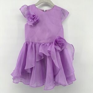 Bardot Junior Girls Lilac Purple Floral Applique Ruffle Dress 1188DBG Size 4 NEW